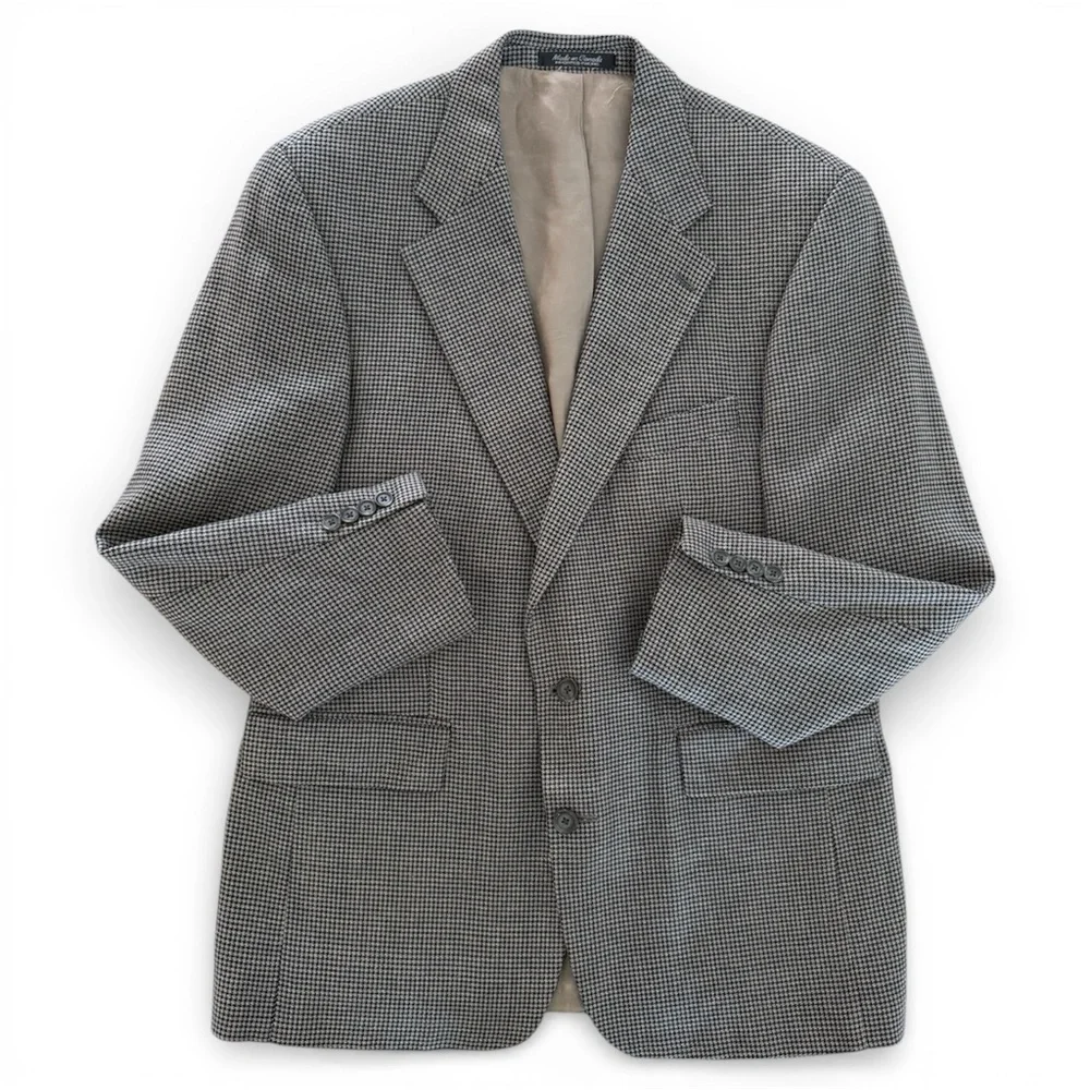 Vintage Chaps by Ralph Lauren Houndstooth Blazer 42R Silk Wool Blend Y2K Canada